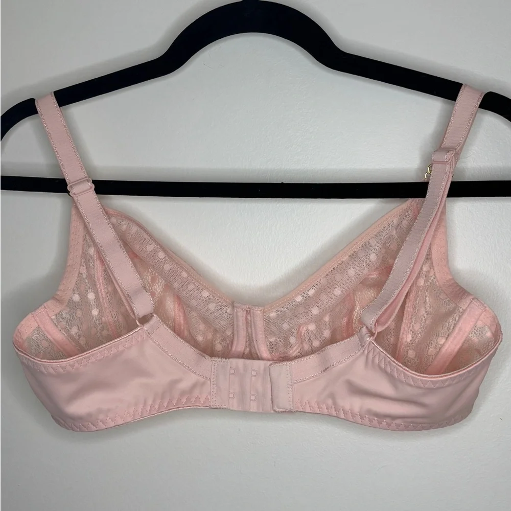 Like New Freya Sheer Pink Polka Dot Underwire Bra Size 34DD